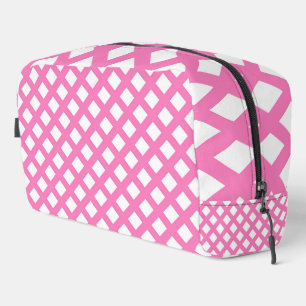 Roze Witte Checker Diamant Patroon Toilettas Toilettasje