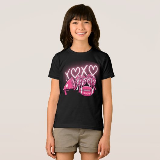 Roze & Witte Cheer Valentijnsdag Shirt  (Voorkant volledig)