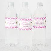 Roze & Witte Chevron Baseball Baby Waterfles Etiket (Flessen)