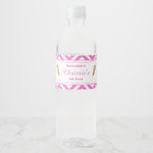 Roze & Witte Chevron Baseball Baby Waterfles Etiket (Voorkant)