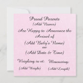 Roze & Witte Chevron Gestreepte Verjaardagsaankond Aankondiging (Achterkant)