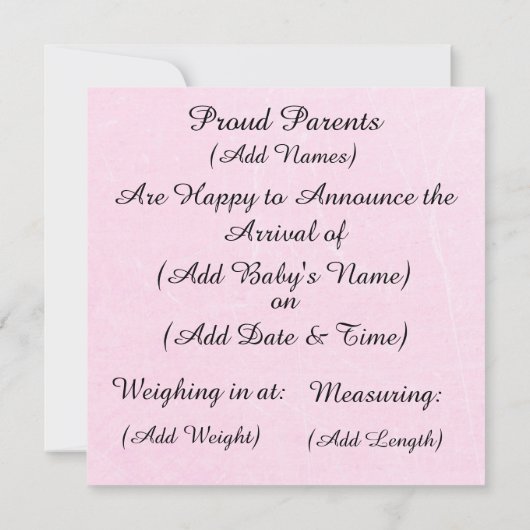 Roze & Witte Chevron Gestreepte Verjaardagsaankond Aankondiging (Achterkant)