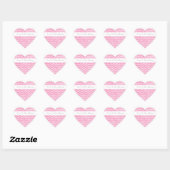 Roze witte Chevron Hart Sticker (Vel)