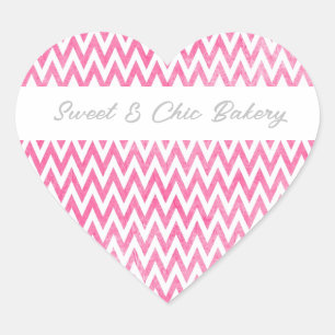 Roze witte Chevron Hart Sticker