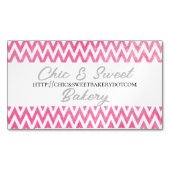 Roze witte Chevron-monogram Magnetisch Visitekaartje (Voorkant)