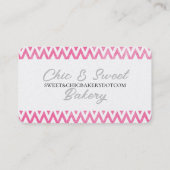 Roze witte Chevron-monogram Visitekaartje (Achterkant)