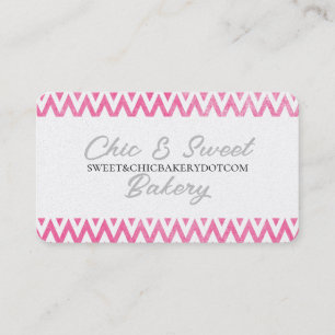 Roze witte Chevron-monogram Visitekaartje
