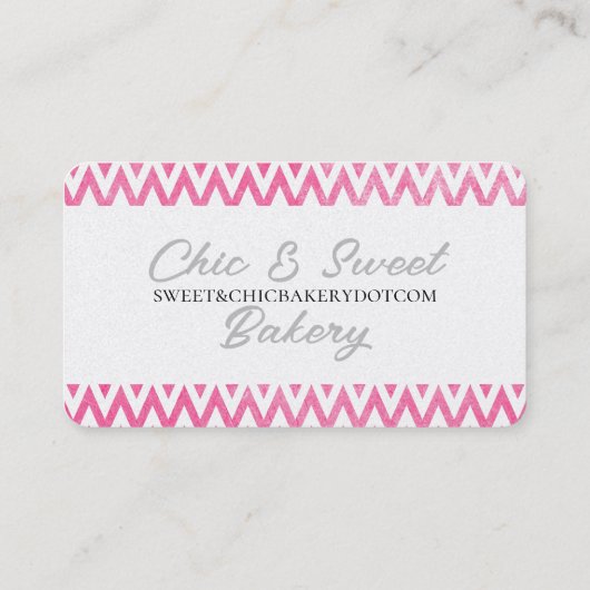 Roze witte Chevron-monogram Visitekaartje (Achterkant)