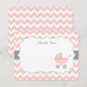 Roze witte Chevron Stroller Bedankt voor je briefk Notitiekaartje (Voorkant / Achterkant)