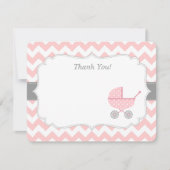 Roze witte Chevron Stroller Bedankt voor je briefk Notitiekaartje (Voorkant)