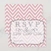Roze & Witte Chevron Wedding RSVP Kaarten Kaartje (Voorkant / Achterkant)