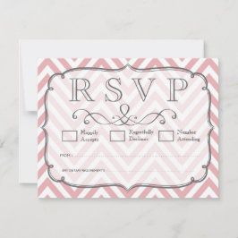 Roze & Witte Chevron Wedding RSVP Kaarten Kaartje