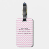 Roze witte Chevron Zigzag Blauwgroen Quatrefoil Mo Bagagelabel (Achterkant verticaal)