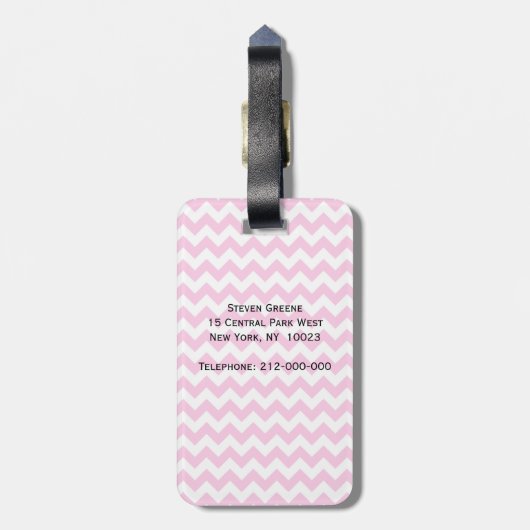 Roze witte Chevron Zigzag Blauwgroen Quatrefoil Mo Bagagelabel (Achterkant verticaal)
