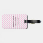 Roze witte Chevron Zigzag Blauwgroen Quatrefoil Mo Bagagelabel (Achterkant horizontaal)
