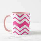 Roze Witte Chevron Zigzag Patroon Ontwerp Mok (Links)