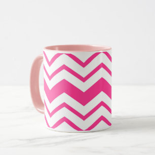 Roze Witte Chevron Zigzag Patroon Ontwerp Mok