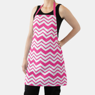 Roze Witte Chevron Zigzag Patroon Ontwerp Schort