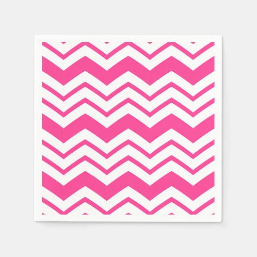 Roze Witte Chevron Zigzag Patroon Ontwerp Servet (Voorkant)