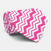 Roze Witte Chevron Zigzag Patroon Ontwerp  Stropdas (Opgerold)
