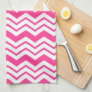Roze Witte Chevron Zigzag Patroon Ontwerp Theedoek