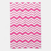 Roze Witte Chevron Zigzag Patroon Ontwerp Theedoek (Verticaal)