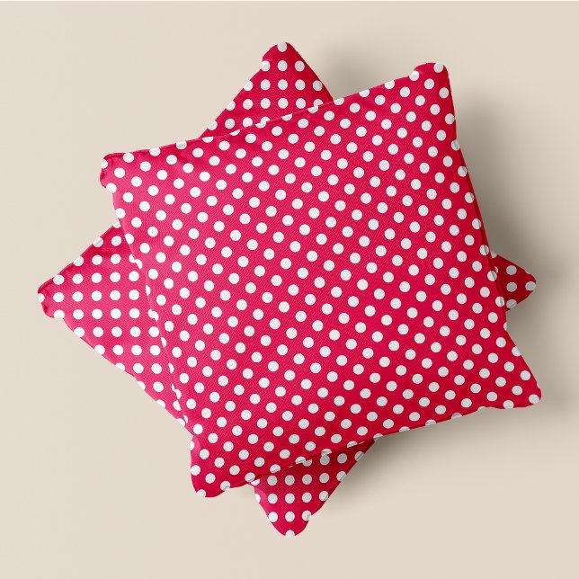 Roze & Witte Chic Polka Dots Kussen (Pink & White Chic Polka Dots Throw Pillow)