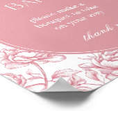 Roze Witte Chinoiserie Bloemenbar Teken Poster (Hoek)