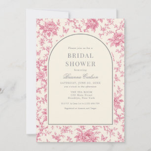 Roze Witte Chinoiserie Bloemige Bruiloftsborrel Kaart