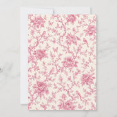 Roze Witte Chinoiserie Bloemige Bruiloftsborrel Kaart (Achterkant)