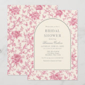 Roze Witte Chinoiserie Bloemige Bruiloftsborrel Kaart (Voorkant / Achterkant)
