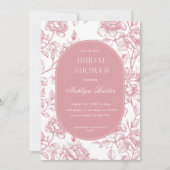 Roze Witte Chinoiserie Bruids Douche Uitnodiging (Voorkant)