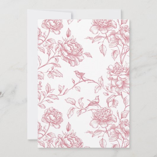 Roze Witte Chinoiserie Bruids Douche Uitnodiging (Achterkant)