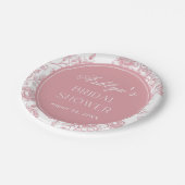 Roze Witte Chinoiserie Bruidsdouche Papieren Borde Bordje (Gekanteld)