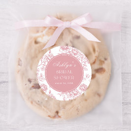 Roze Witte Chinoiserie Bruidsdouche Ronde Sticker