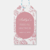 Roze Witte Chinoiserie Bruidsfeest Cadeaubijslage标 Cadeaulabel (Voorkant)