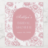 Roze Witte Chinoiserie Bruidsfeest Wijnetiket Wijn Etiket (Enkel label)