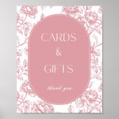 Roze witte Chinoiserie Kaarten en geschenken teken Poster (Voorkant)