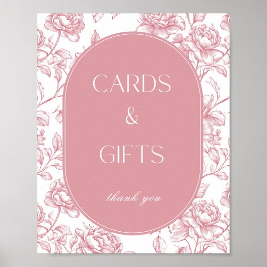 Roze witte Chinoiserie Kaarten en geschenken teken Poster (Voorkant)