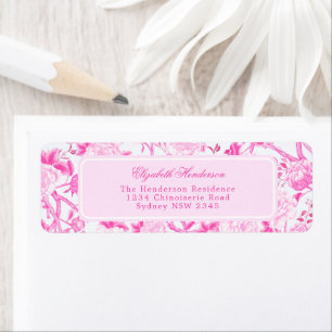 Roze Witte Chinoiserie Porcelain Retouradres Etiket