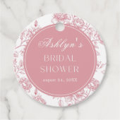 Roze Witte Chinoiserie Vrijgezellenfeest Gift Labe Bedankjes Labels (Voorkant)