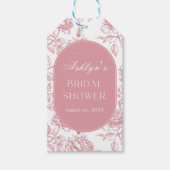 Roze Witte Chinoiserie Vrijgezellenfeest Gift Labe Cadeaulabel (Voorkant)