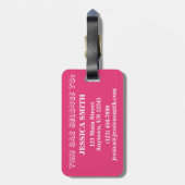 Roze witte circusdierentuin bagagelabel (Achterkant verticaal)