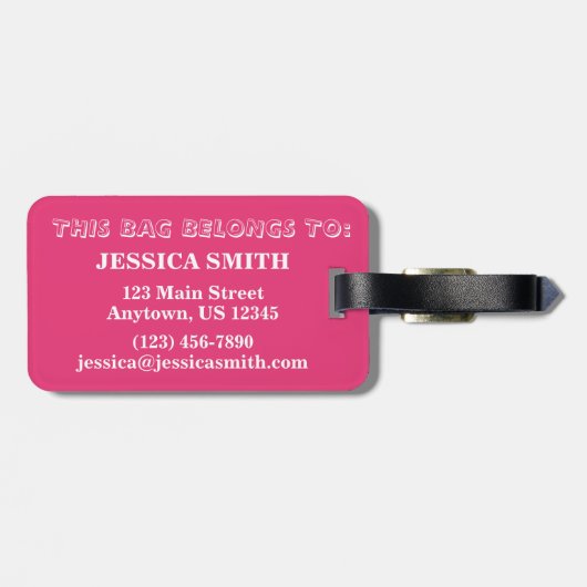 Roze witte circusdierentuin bagagelabel (Achterkant horizontaal)