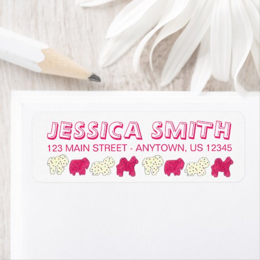 Roze witte circusdierentuin etiket (Insitu)