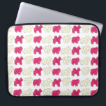 Roze witte circusdierentuin laptop sleeve<br><div class="desc">Het ontwerp bevat een originele markeringsillustratie van een rij circusgebonden dierlijke krakers gevormd als een olifant, kameel, leeuw en rhino. Elk koekje van een dier is bedekt met roze of witte vorst en getopt met kleurrijke sproeiers. Een mooie traktatie voor elke keer! Zie je niet wat je zoekt? Hulp nodig...</div>