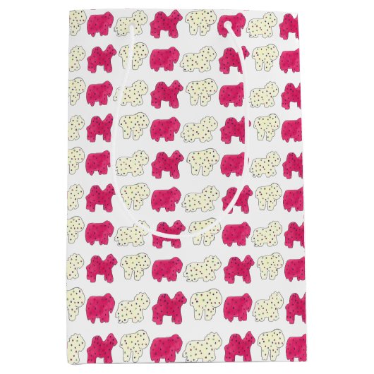 Roze witte circusdierentuin medium cadeauzakje (Voorkant)