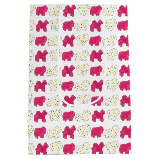 Roze witte circusdierentuin medium cadeauzakje (Achterkant)