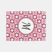 Roze witte cirkel Geometrische Patroonmonogram Fleece Deken (Voorkant (Horizontaal))