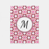 Roze witte cirkel Geometrische Patroonmonogram Fleece Deken (Voorkant)